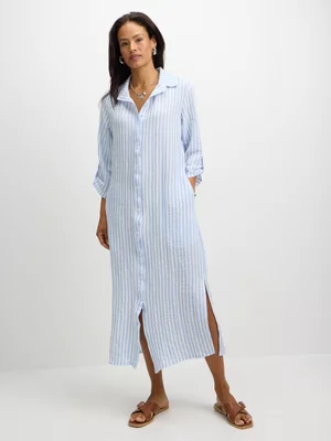 Jet Womens Blue Stripe Shirt Dress