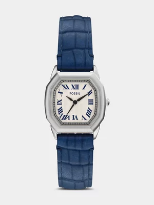 Fossil Harlow Women's Navy Leather Rectangular Watch