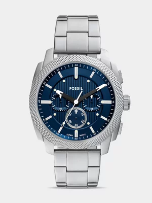 Fossil Machine Blue Dial Stainless Steel Chronograph Bracelet Watch