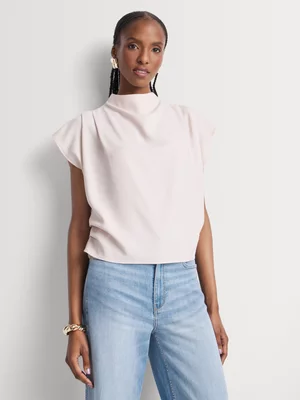 Highneck Pleated Shell Top