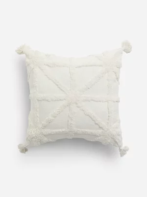 Jet Home White Criss Cross Tufted Cushion