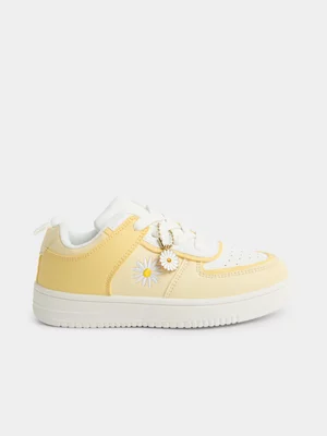 Jet Older Girls Yellow Sunflower Court Sneaker