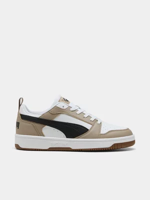 Puma Mens Rebound V6 Low Beige/Black Sneakers