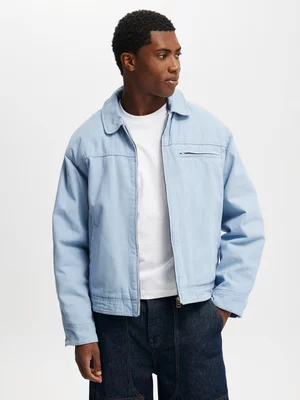 Men's Cotton On Blue Cropped Canvas Harrington Jacket