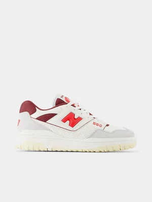New Balance Men's BB550 v1 White/Red Sneaker