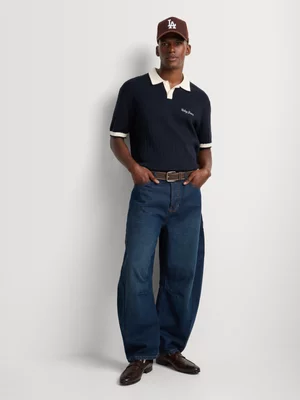 Relay Jeans Men's Tipped Navy Knitwear Golfer
