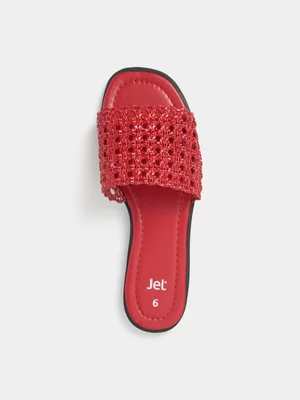 Jet Women's Red Knitted Mule Sandal