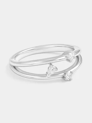 Sterling Silver Lab Grown Diamond Scatter Split-Shank Ring