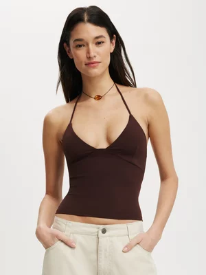 Women's Cotton On Brown Hold Me Halter Top