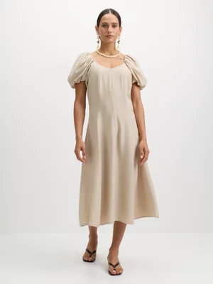 Exact Women's Stone Puffed Sleeve Dress