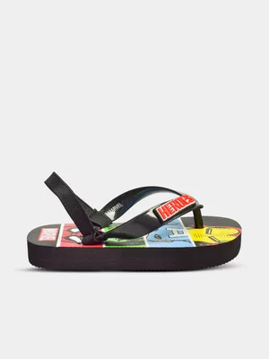 Marvel Black Flip Flops