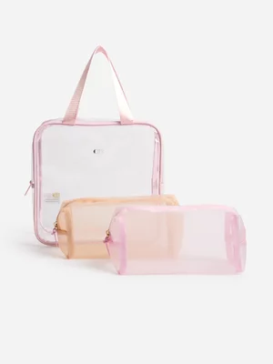 Colours Limited - Cosmetic Bag - 3pc - Pink/Multi
