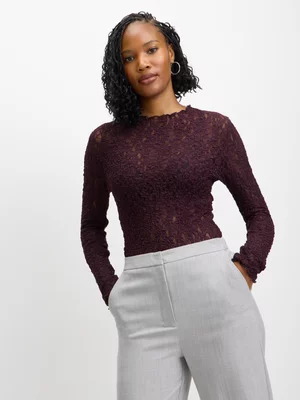 Jet Women’s Brown Lace Long Sleeve Top