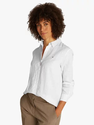 Women's Tommy Hilfiger White Ess Linen Relaxed Shirt