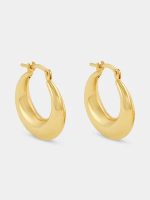Yellow Gold & Sterling Silver Graduated Creole Earrings