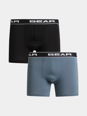 Bear Men's 2 Pack Indigo Black Plain Trunks