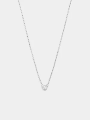 Sterling Silver Lab Grown Diamond Round Solitaire Bezel Pendant