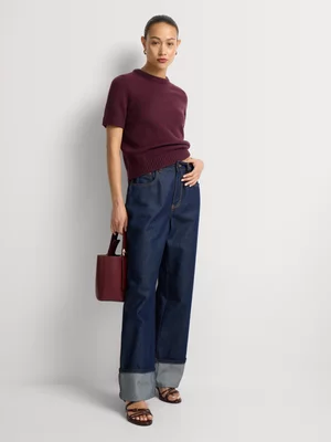 Crew Neck Short Sleeve Knit Top