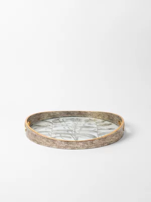 Golden Leaves Curved Edge Tray 36.7cm