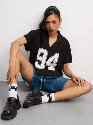 The FIX Women's Black Boxy Graphic Top