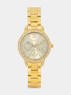 Tempo Gold Plated Champagne Dial Bracelet Watch