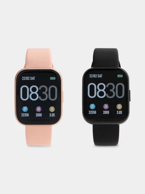 Tempo Pulse Rectangle Tan & Black Smart Watch Gift Set