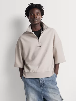 Relay Jeans Men's Boxy Quarter Zip Stone Sweat