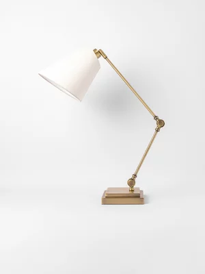 Classic Fabric & Metal Desk Lamp Gold 55.5cm