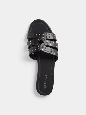 Exact Women's Black Studded Sandals 