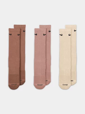 Nike Everyday Plus Cushion 3-Pack Mineral Clay Crew Socks 