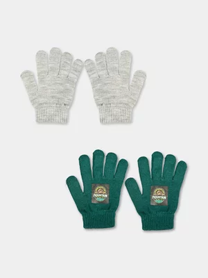Boy's Grey & Green 2-Pack Glove Set