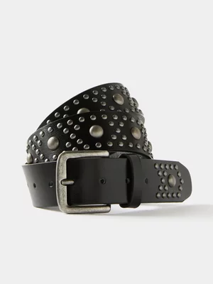 Men's Cotton On Black Circle Stud Belt