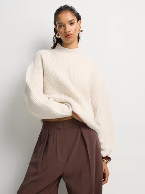 Chunky Rib High Neck Jersey