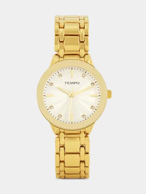 Tempo Gold Plated Silver Tone Dial Bracelet Watch 
