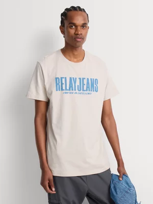 Relay Jeans Men's Regular Fit Contour Tech Text Stone T-Shirt