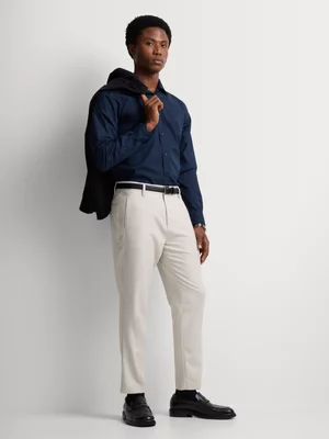 Markham Men's Smart Slim Tapered Textured Ecru Trouser