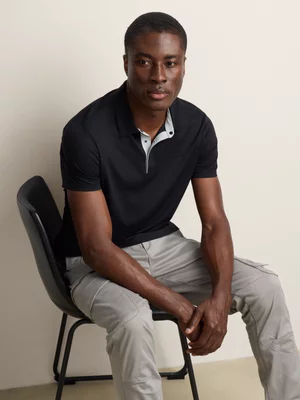 Fabiani Men's Black Bonded Polo Golfer