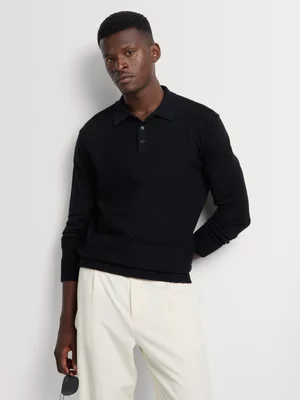 Markham Men's Regular Fit Black Knitwear Golfer