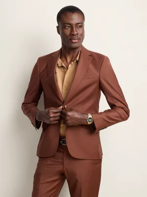 Fabiani Men's Rust/Brown Premium Wool Suit Jacket