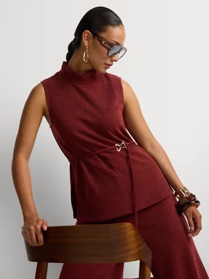 Co-Ord Highneck Soft Touch Belted Top