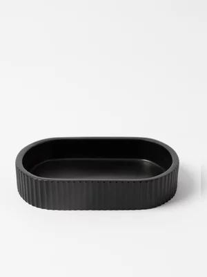 Soap Dish Fluted Black Resin