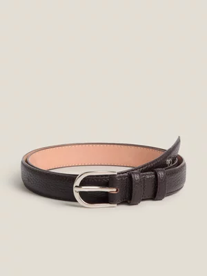 Fabiani Men's Brown Pebble Leather Skinny Smart Belt