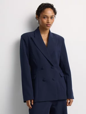 Slim Waist Covered Buttons Blazer