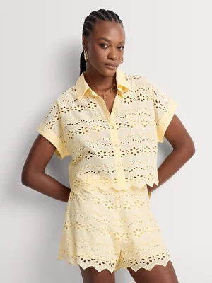 High Waist Anglaise Shorts