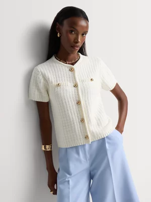 Chunky Knit Gold Button Cardigan