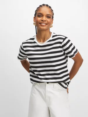 Jet Women's Black/Cream Stripe T-Shirt
