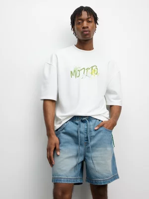 The FIX Men's Low Wash Denim Pull On Shorts 