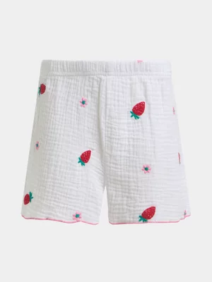 Jet Younger Girls White AOP Wide Leg Woven Shorts