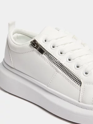 Women's White Zip Sneakers