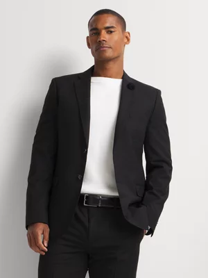 Markham Men's Slim Check Wool Blend Black Suit Jacket